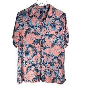 2/$30 Havana Jim Medium Hawaiian Shirt Pink Floral Tropical Cruise